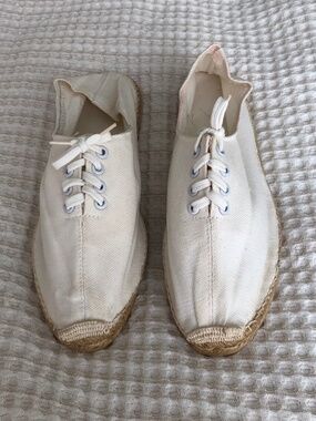 White Canvas Espadrilles Flat Size EU 36